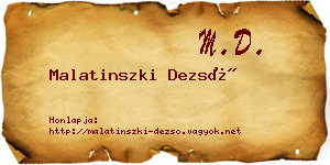 Malatinszki Dezső névjegykártya